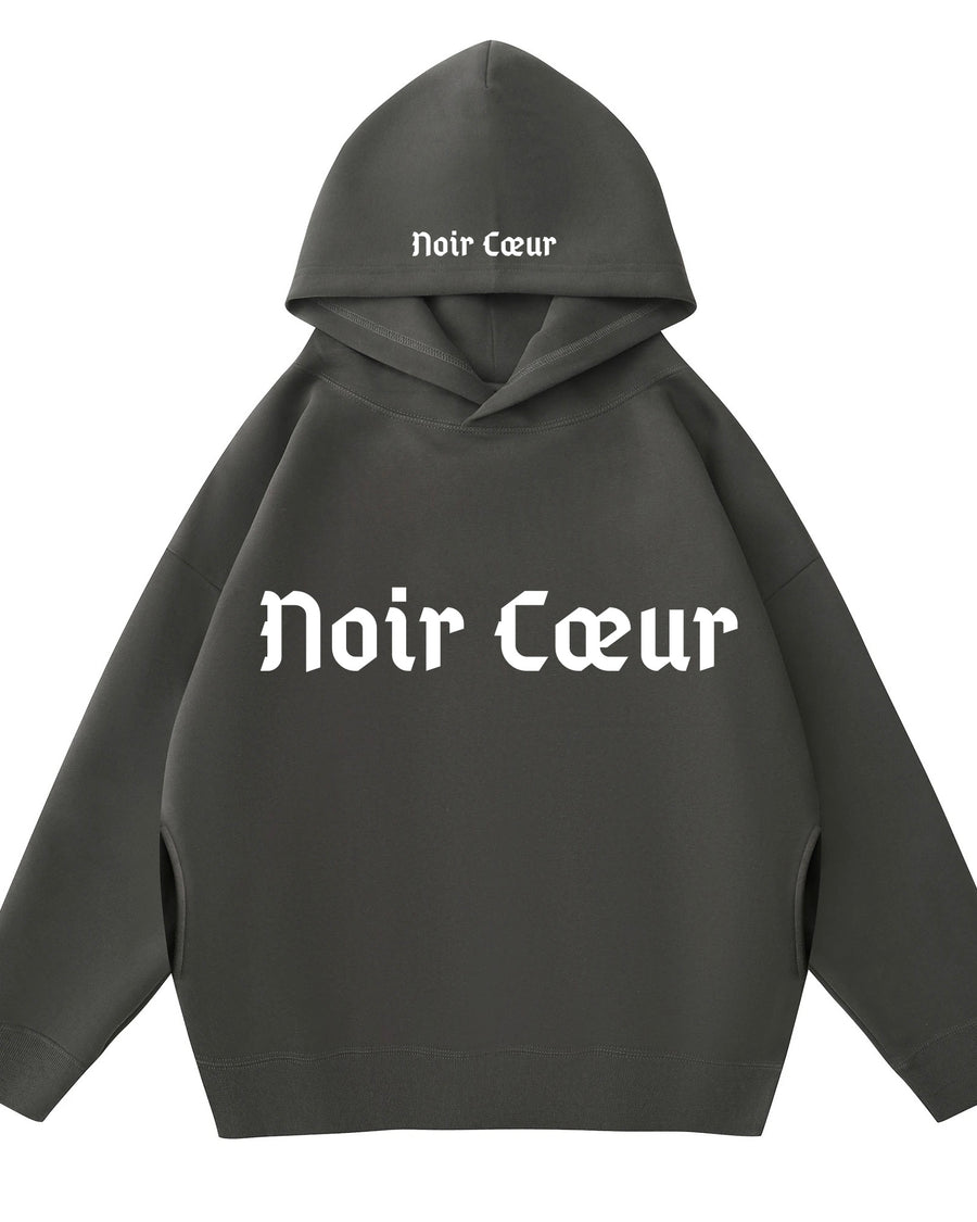 Noir Cœur Oversized Dark Grey Hoodie